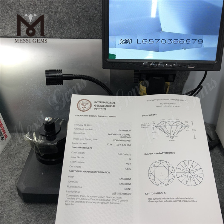 5.08ct G VS2 ID EX CVD Laboratorio Diamantes LG570366679 丨 Messigems