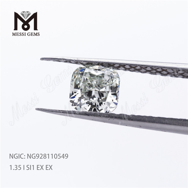 1,35 quilates Excelente pulido Cojín Brillante I SI1 EX EX HPHT Diamante CVD suelto