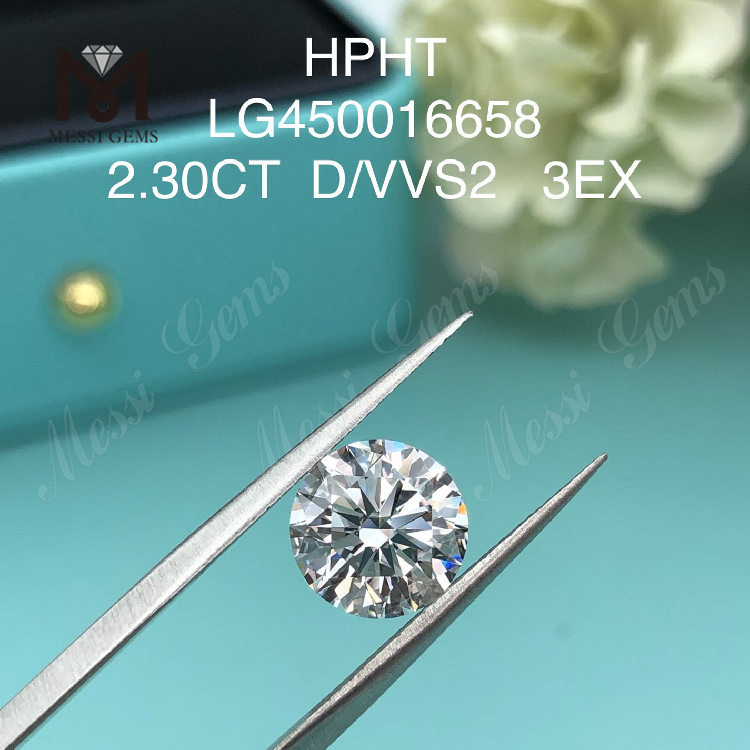 2,30 quilates D VVS2 EX corte diamantes redondos de laboratorio HPHT