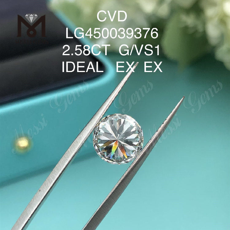 2,58 quilates G VS1 IDEL corte redondo diamantes de laboratorio CVD