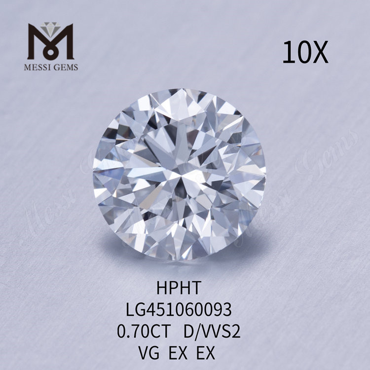 0.7 quilates HPHT D VVS2 MUY BUENO Diamantes redondos hechos en laboratorio