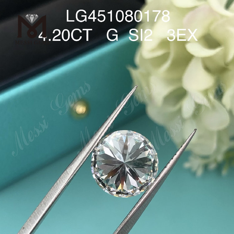 4,2 ct G SI2 RD 3EX Diamantes cultivados en laboratorio de grado de corte de 4 quilates