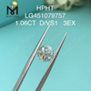 Diamantes de laboratorio de grado de corte HPHT D VS1 RD EX de 1,06 ct