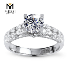 Anillo de boda de oro blanco de 1 quilate moissanite oro moda