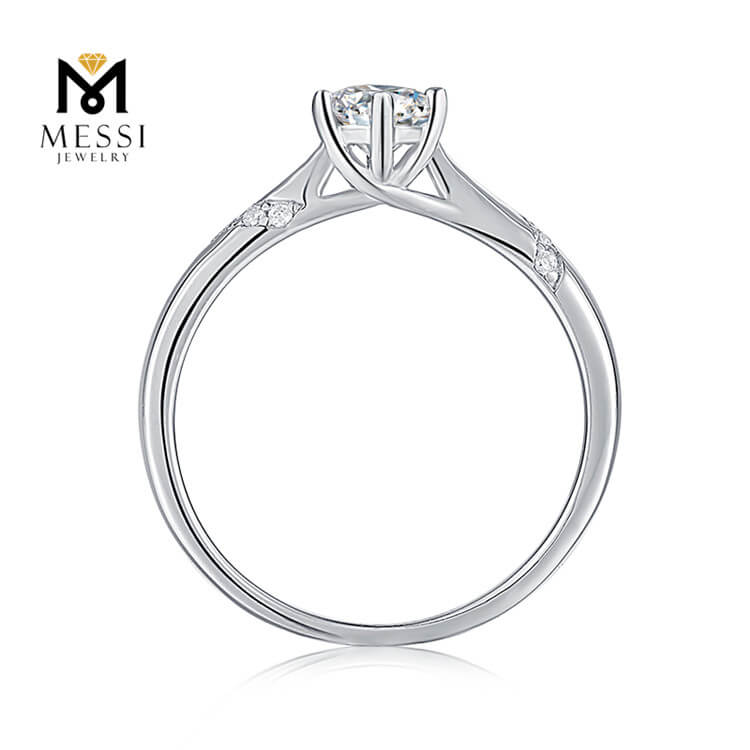 Anillos de moda chapados en oro blanco de 1 ct, joyería para mujer, anillo de plata de ley 925