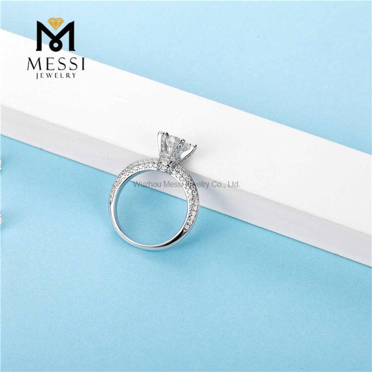 Regalo de Navidad solitario moissanite mujer anillo joyería 14k chapado en oro 925 anillos de plata