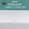 Diamante de laboratorio de 0,8 quilates VVS2 3EX blanco redondo suelto 