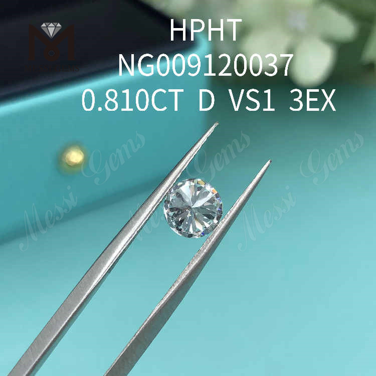 0.810CT D VS1 blanco redondo suelto laboratorio hecho diamante 3EX
