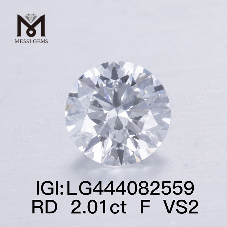 2,01 quilates F VS2 EX corte redondo diamante simulado hecho por el hombre