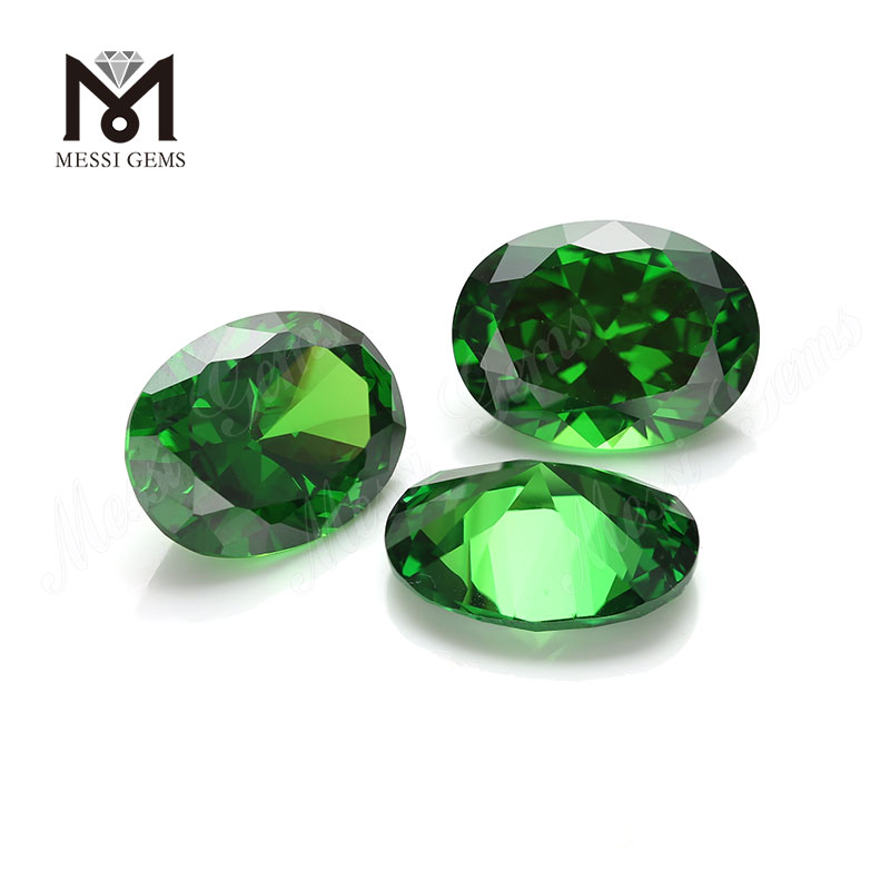 Piedras de zirconia cúbica cz verde esmeralda de forma ovalada al por mayor de 13x18mm