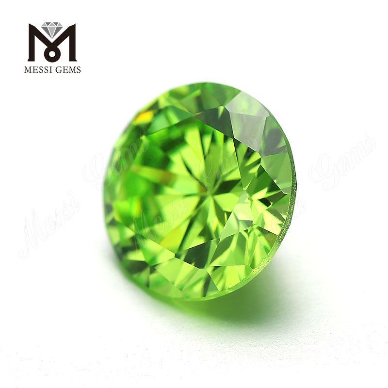Fábrica de piedra sintética cz 8.0mm redondo color verde manzana cubci zirconia