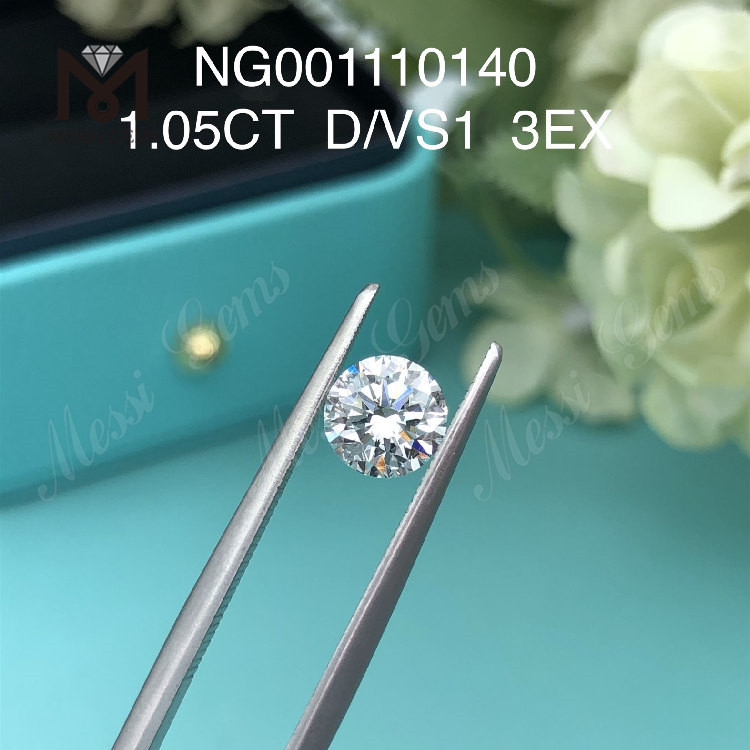 Diamantes creados en laboratorio certificados por NGIC de grado de corte VS1 EX redondo de 1,05 ct D