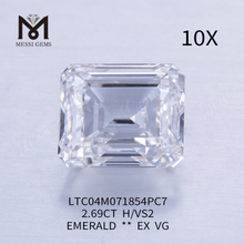 Diamante cultivado en laboratorio con CORTE ESMERALDA de 2,69 quilates H VS2