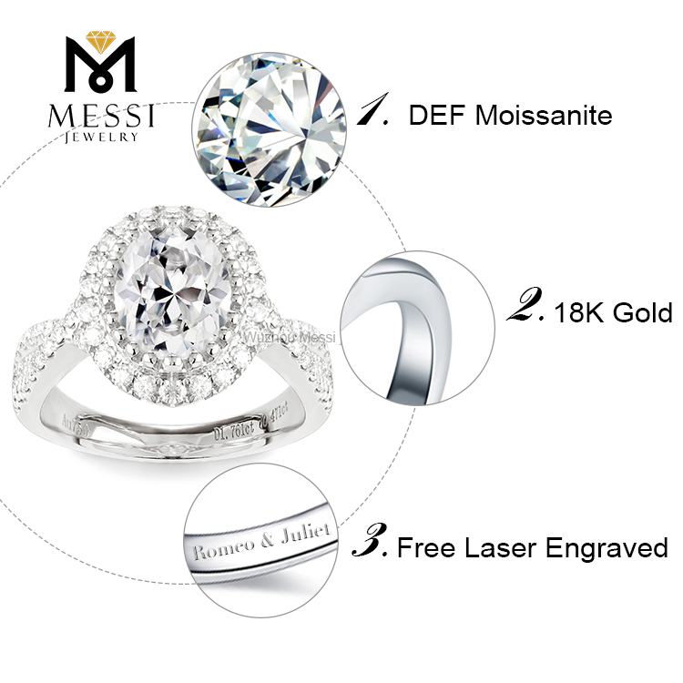 Anillos de boda de 1,8 quilates, 14k/18k, anillo de oro moissanite para niña