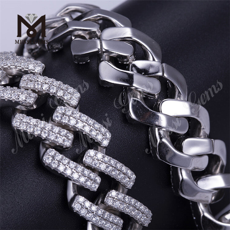 12 mm 16 mm de ancho 16 pulgadas a 24 pulgadas de largo 925silver moissanite collar enlace cadena cubana caliente