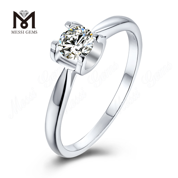 Anillo de moissanita para mujer, joyería, anillo chapado en oro blanco de 14 k, anillo de plata de ley 925