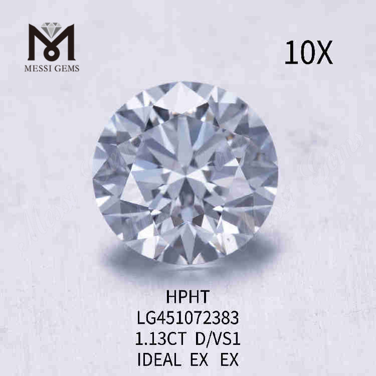 1.13ct D/VS1 RD diamantes sueltos fabricados en laboratorio IDEAL