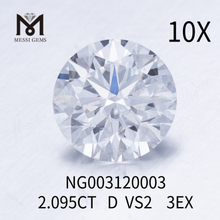 Diamantes de laboratorio redondos 2.095ct D VS2 EX Grado de corte