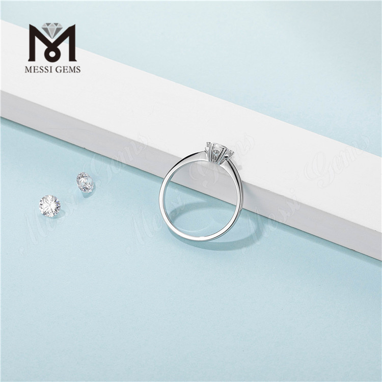 Messi Gems anillo de plata de ley 925 con diamante moissanite de 1 quilate