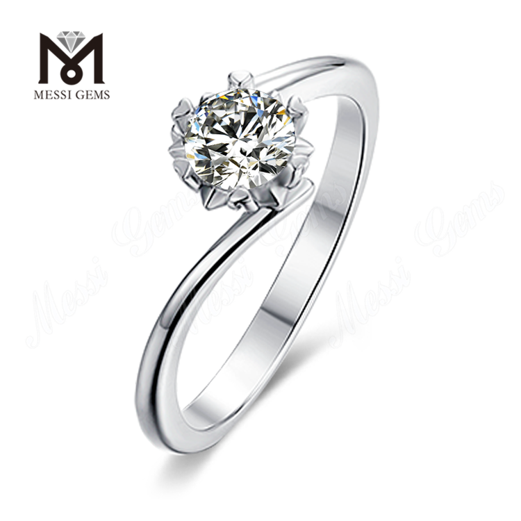 Messi Gems 1 quilate moissanite diamante 925 anillos de compromiso de plata esterlina