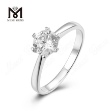 Messi Gems vende al por mayor 1 quilate DEF moissanite diamante boda delicado anillo de plata de ley 925