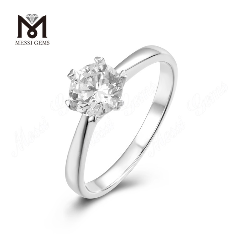 Messi Gems vende al por mayor 1 quilate DEF moissanite diamante boda delicado anillo de plata de ley 925