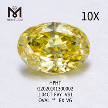 Diamante cultivado en laboratorio de talla ovalada FVY de 1,04 ct VS1