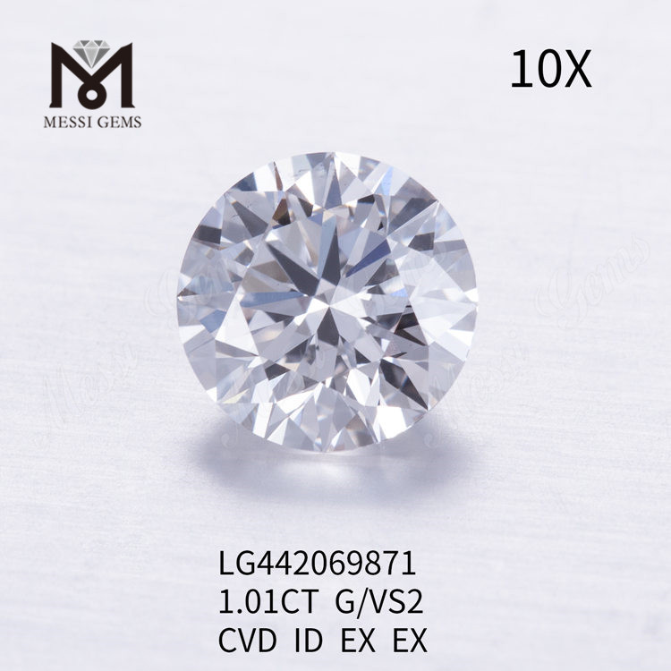 1.01 quilates G VS2 Redondo BRILLANTE IDEAL diamantes creados en laboratorio