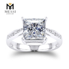 Anillo de diamante cultivado en laboratorio de corte princesa cuadrado Anillo de oro blanco de 14k 18k para joyería de mujer