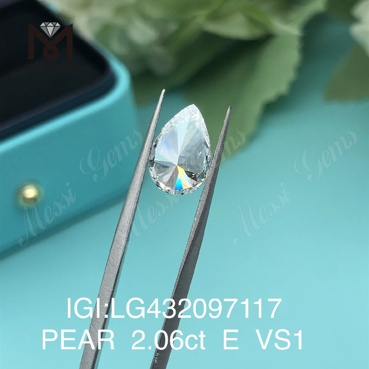 Diamantes cultivados en laboratorio con forma de pera E/VS1 de 2,06 quilates FAIR VG