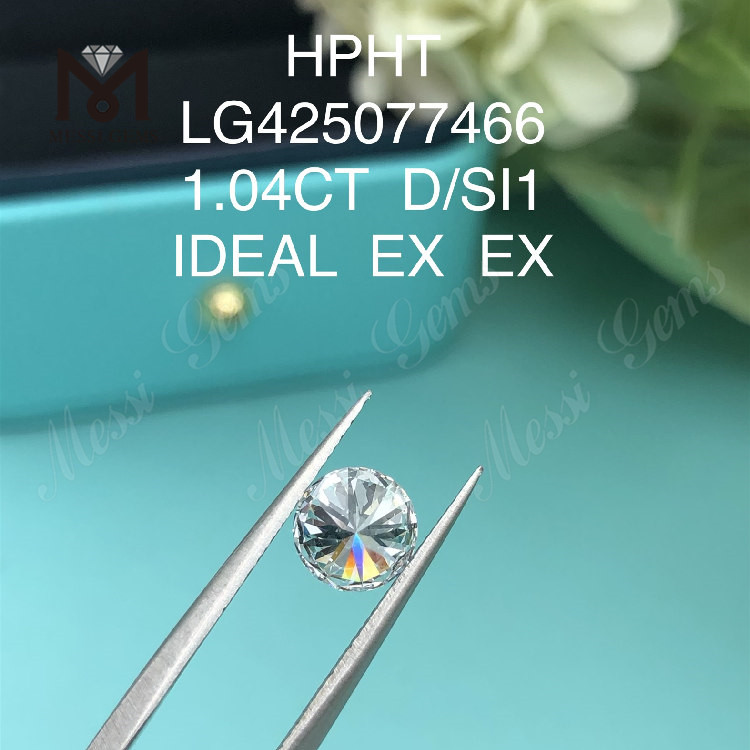 1,04 quilates D/SI1 IDEAL EX EX diamante cultivado en laboratorio Redondo 