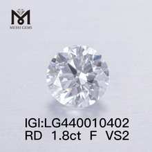 Diamante cultivado en laboratorio redondo F VS2 3EX de 1,8 quilates