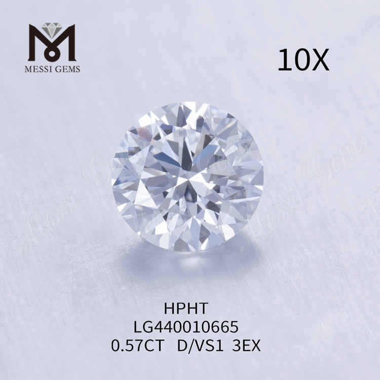 Diamante redondo cultivado en laboratorio de 0,57 quilates, diamantes sintéticos sueltos 3EX a la venta
