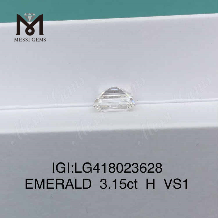 Diamante de laboratorio de talla esmeralda EX VG de 3,15 quilates H/VS1