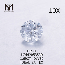 Diamante de laboratorio redondo D VS2 de 1,69 quilates IDEAL EX EX