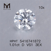 Diamante de laboratorio hpht redondo de 1,01 quilates al por mayor D VS 3EX diamante hecho por el hombre a la venta
