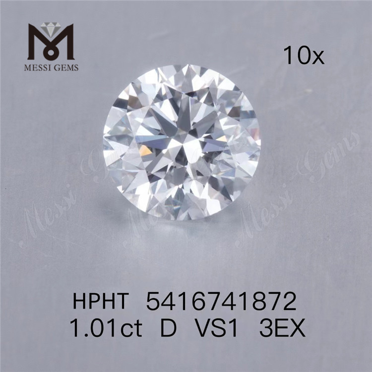 Diamante de laboratorio hpht redondo de 1,01 quilates al por mayor D VS 3EX diamante hecho por el hombre a la venta