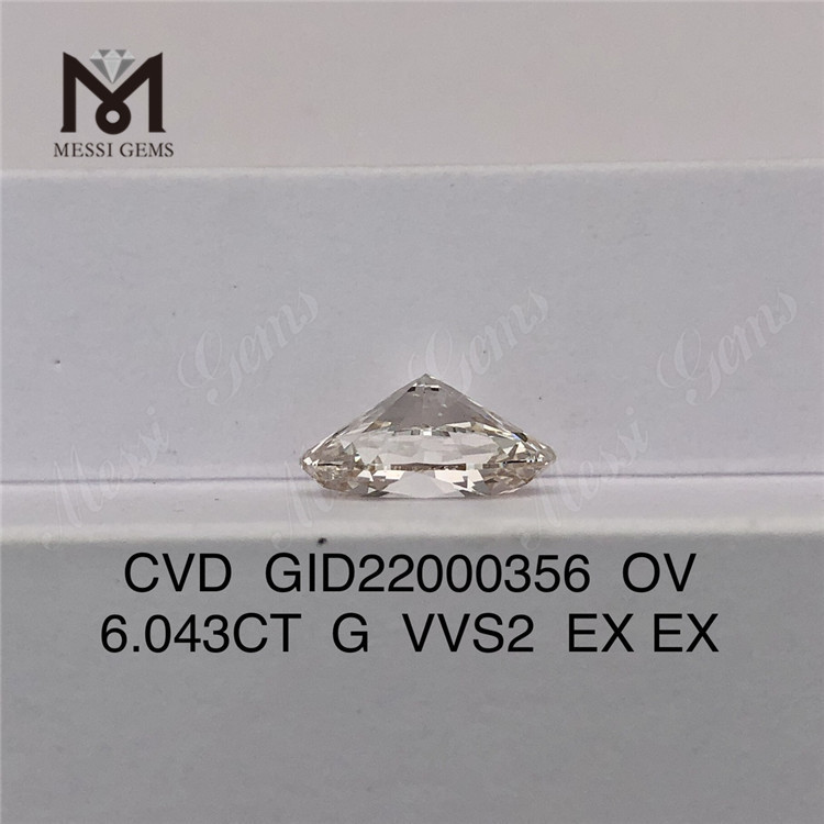 6.043ct G vvs diamante de laboratorio suelto precio al por mayor forma ovalada diamante sintético más grande IGI