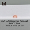 1.02CT RADIANT FANCY PINK Diamante CVD VS2 EX VG diamante de laboratorio AGL22080768 