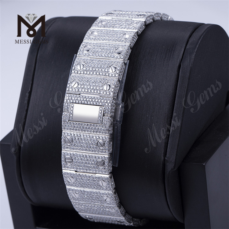 Diseño personalizado Hombres Mujer Lujo Mano Set Iced Out Diamond Moissanite Reloj 
