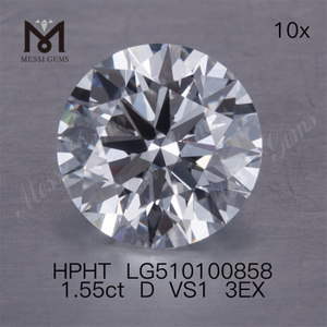 Venta de diamantes de laboratorio hpht sueltos de 1,55 ct D vvs diamantes de laboratorio 3EX de forma redonda a la venta