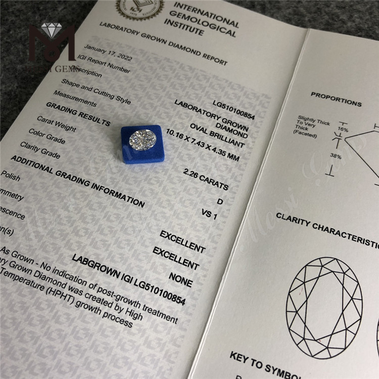 2.26CT hpht laboratorio cultivado diamante F ov laboratorio diamante precio al por mayor