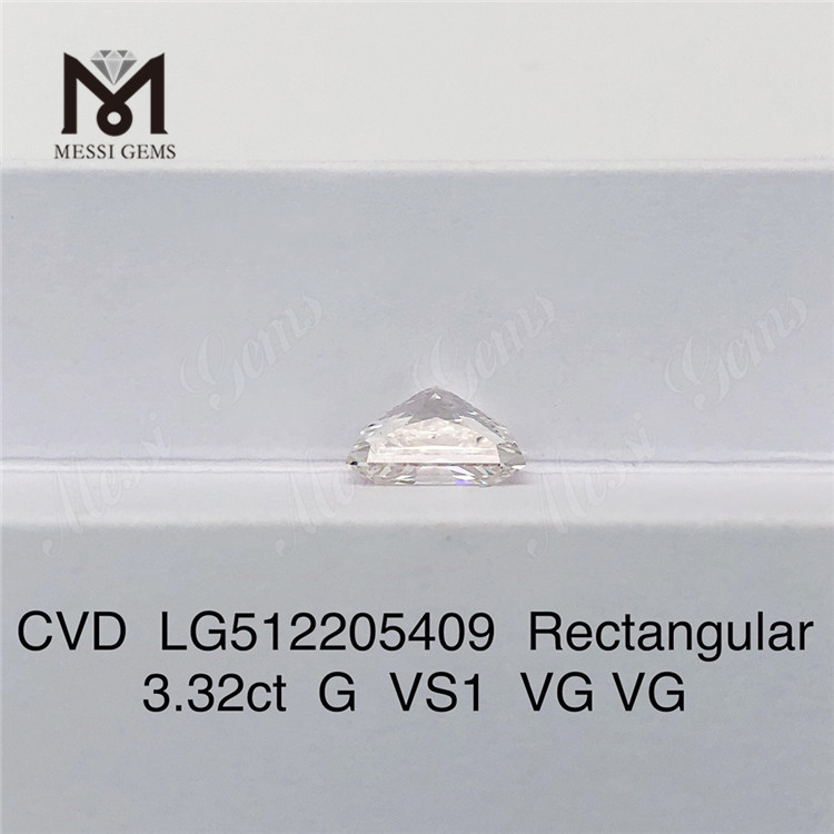 3.32CT G VS cvd Diamante cultivado en laboratorio RECTANGULAR Certificado IGI diamante de laboratorio