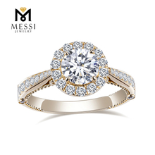oro blanco amarillo 14K 18K oro forma de flor moda HPHT Lab Craeted Diamond Ring
