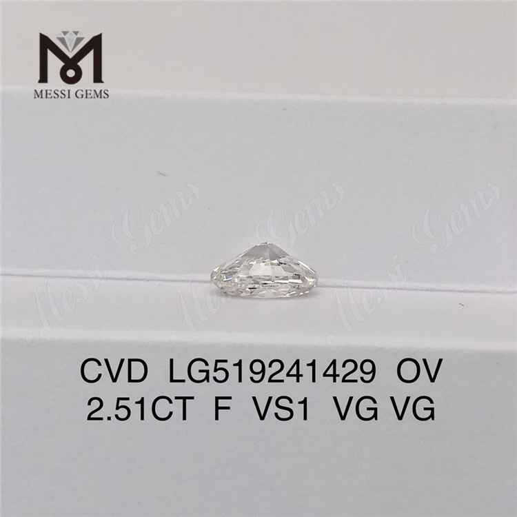 2.51CT F VS1 VG VG diamante cultivado en laboratorio Diamante de laboratorio CVD OVAL 