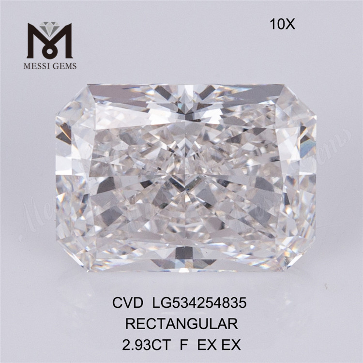 2.93CT RECTANGULAR Corte cvd diamante F Lab Diamond Certificado IGI