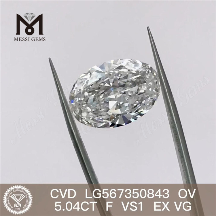 5.04CT F VS1 EX VG CVD diamante cultivado en laboratorio OV LG567350843 