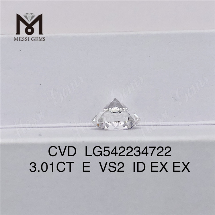 3.01CT E diamante de laboratorio suelto blanco venta al por mayor diamantes cultivados por el hombre de forma redonda