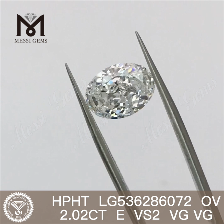 2.02ct E HPHT diamantes hechos por el hombre diamantes de laboratorio sueltos ovalados precio al por mayor