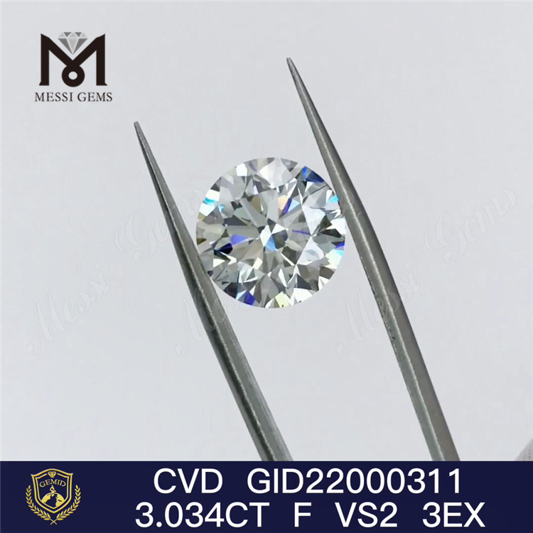  3.034CT F VS2 cvd diamante 3EX precio al por mayor de diamantes de laboratorio sueltos baratos